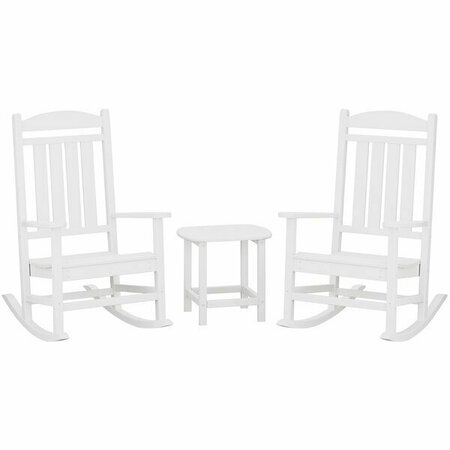 POLYWOOD Presidential White Patio Set with South Beach Side Table and 2 Rocking Chairs 633PWS1661WH